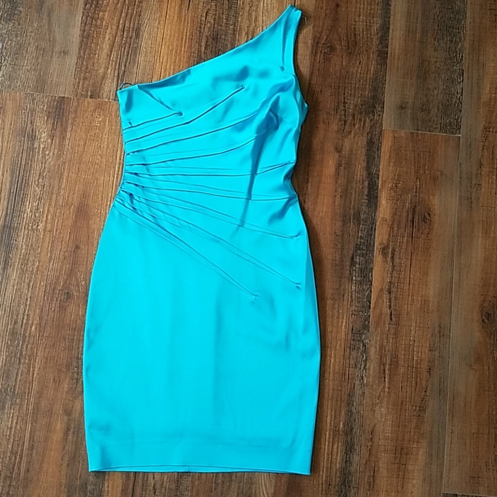 Cache turquoise cocktail dress size 6